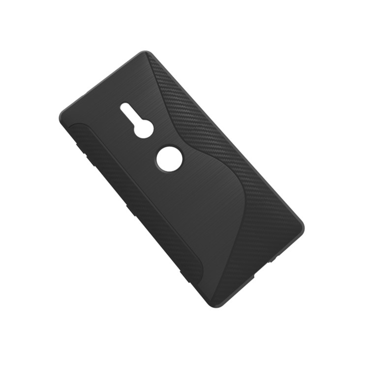 S Shape Carbon Fiber Texture Brushed TPU Mobile Case for Sony Xperia XZ2 - Black-2