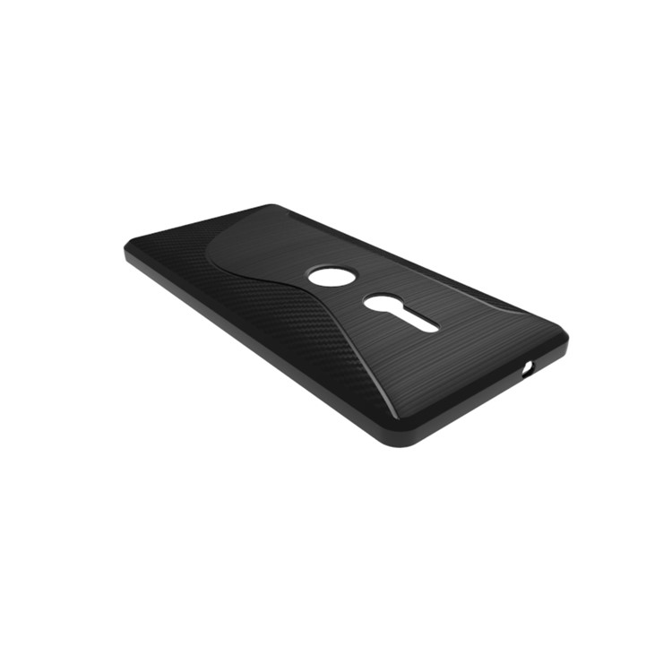 S Shape Carbon Fiber Texture Brushed TPU Mobile Case for Sony Xperia XZ2 - Black-4