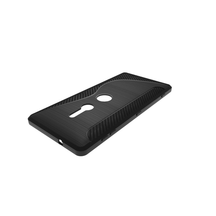 S Shape Carbon Fiber Texture Brushed TPU Mobile Case for Sony Xperia XZ2 - Black-6