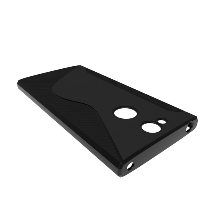 Carbon Fibre Brushed S Shape TPU Back Case for Sony Xperia XA2 - Black-5