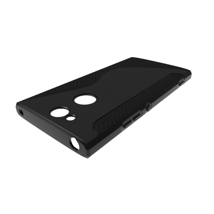 Carbon Fibre Brushed S Shape TPU Back Case for Sony Xperia XA2 - Black-6