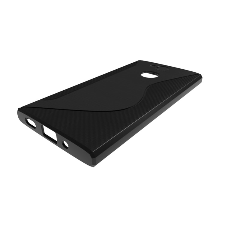 Carbon Fibre Brushed S Shape TPU Back Case for Sony Xperia XA2 - Black-7