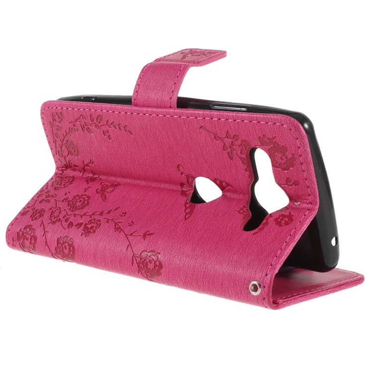 Imprint Butterfly Flower Rhinestone Decor Leather Wallet Phone Case for Sony Xperia XZ2 Compact - Rose-5