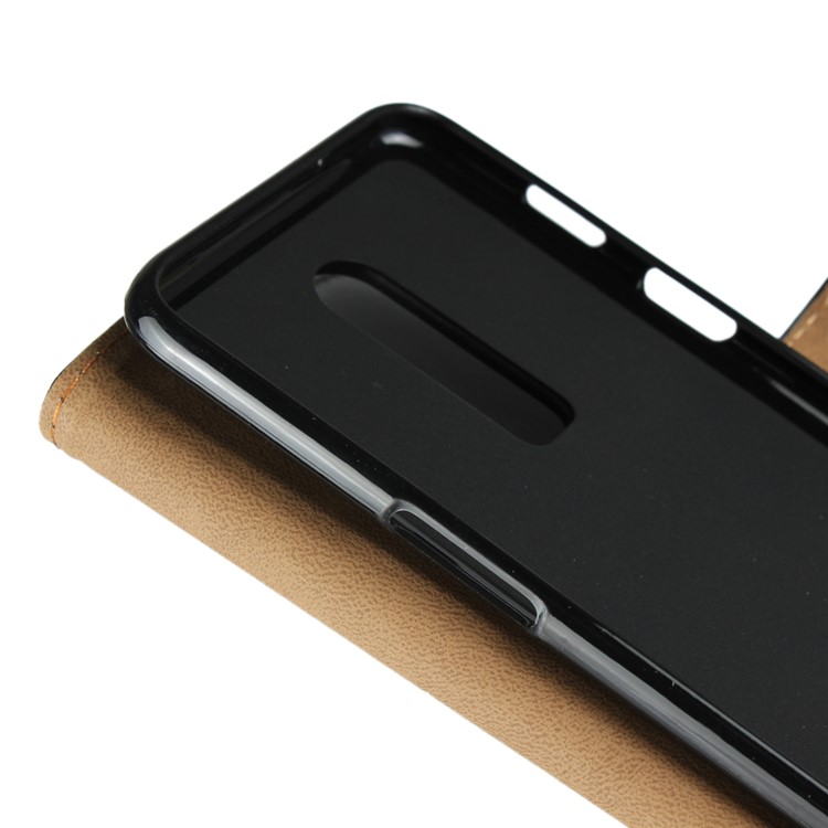 Split Leather Wallet Stand Flip Cover Case for OnePlus 6 - Black-12