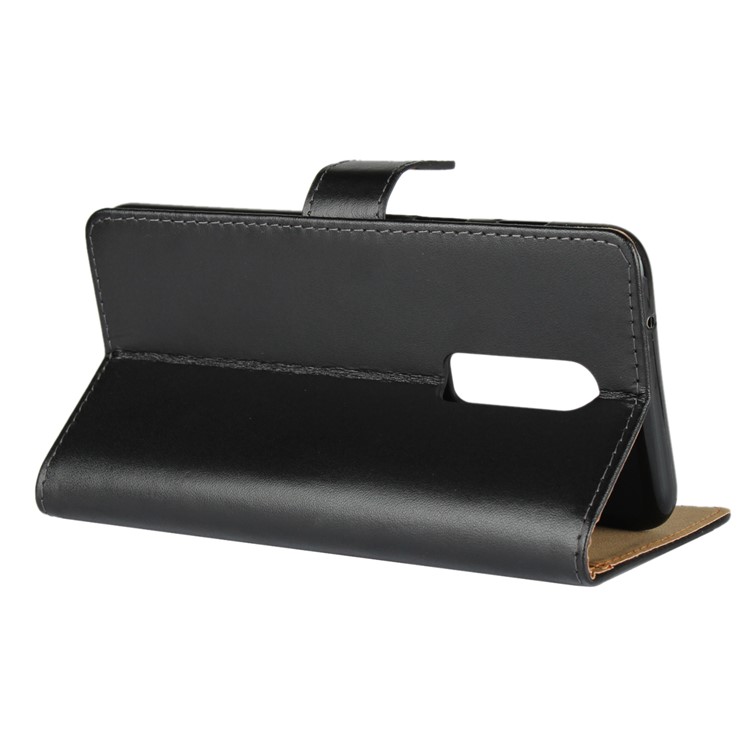 Split Leather Wallet Stand Flip Cover Case for OnePlus 6 - Black-5