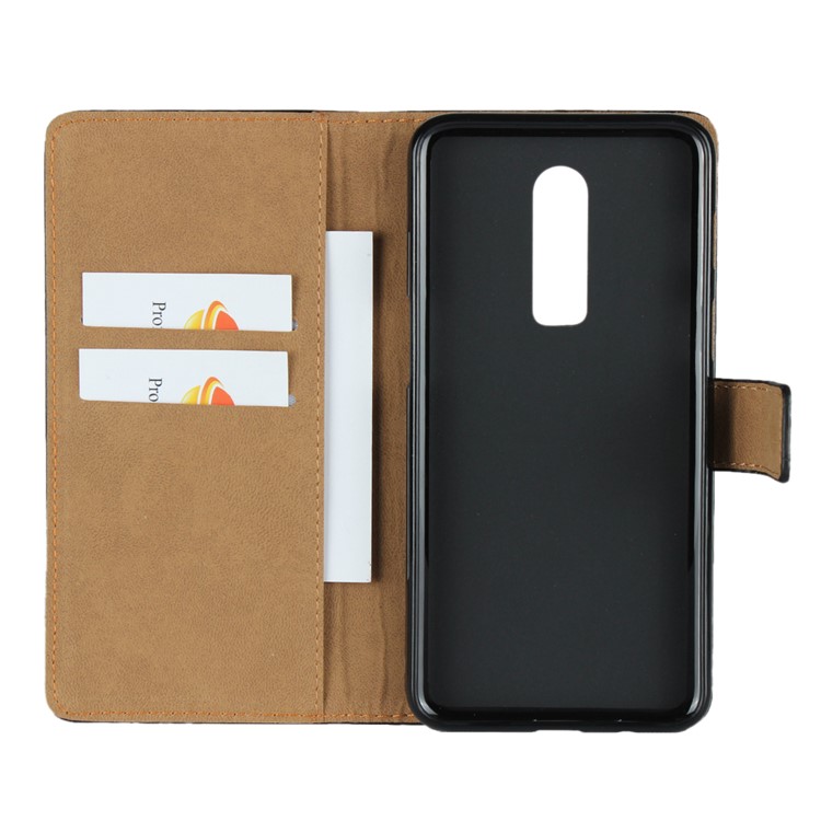 Split Leather Wallet Stand Flip Cover Case for OnePlus 6 - Black-6