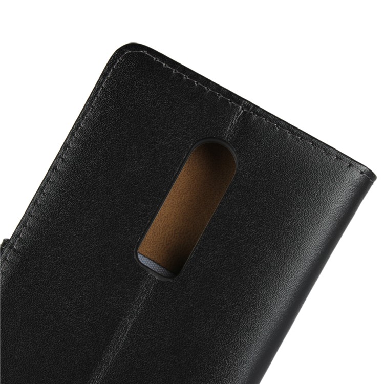 Split Leather Wallet Stand Flip Cover Case for OnePlus 6 - Black-9