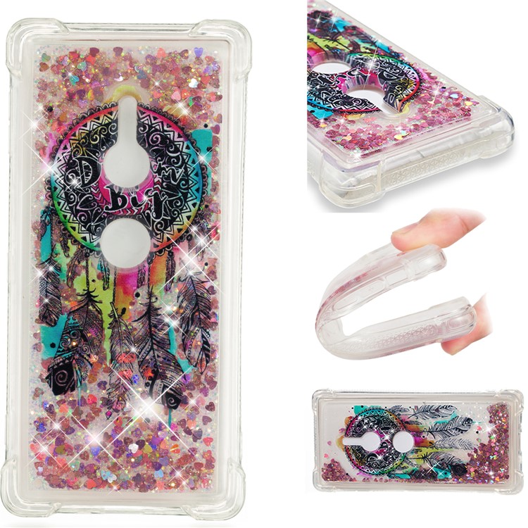 Patterned Liquid Glitter Powder Quicksand Shockproof TPU Back Cellphone Cover Case for Sony Xperia XZ2 - Dream Catcher-1