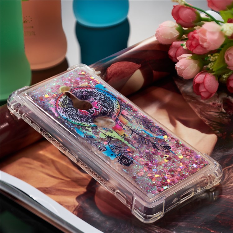 Patterned Liquid Glitter Powder Quicksand Shockproof TPU Back Cellphone Cover Case for Sony Xperia XZ2 - Dream Catcher-3