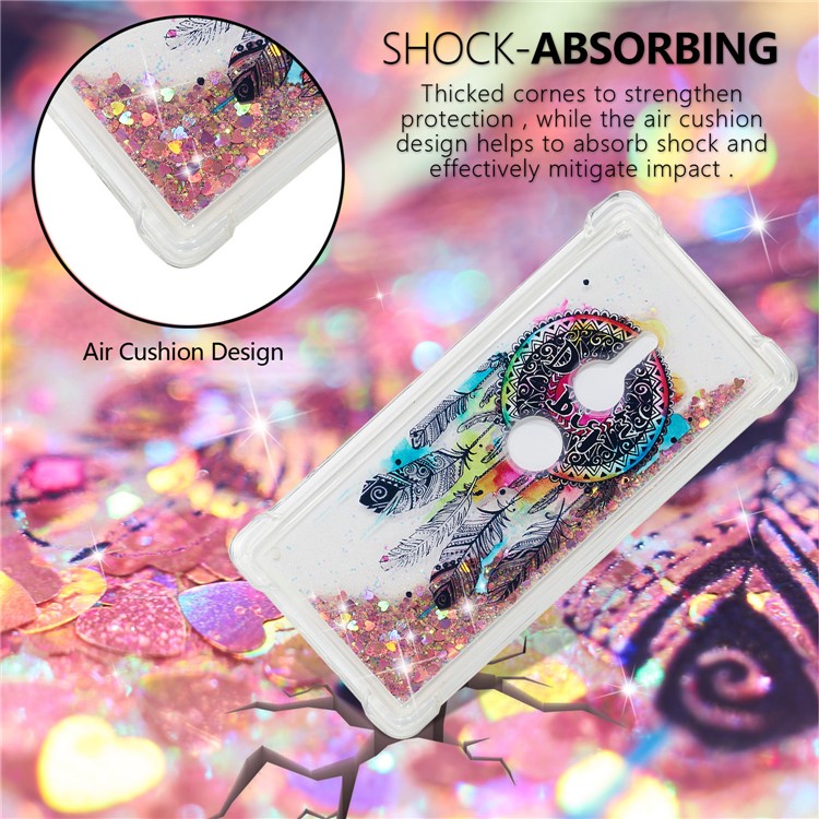 Patterned Liquid Glitter Powder Quicksand Shockproof TPU Back Cellphone Cover Case for Sony Xperia XZ2 - Dream Catcher-4