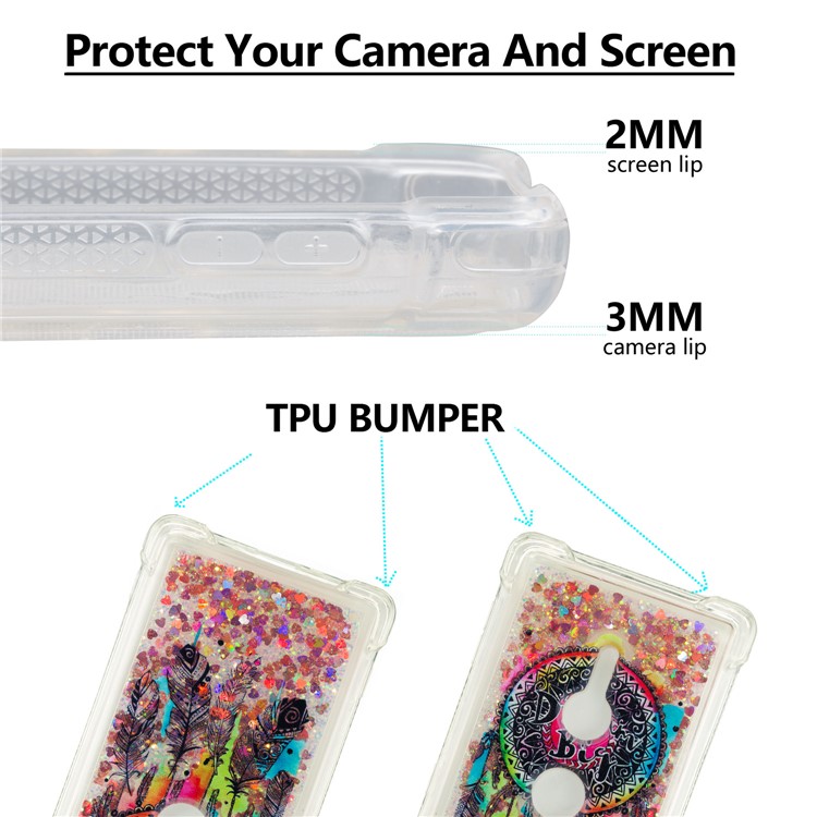 Patterned Liquid Glitter Powder Quicksand Shockproof TPU Back Cellphone Cover Case for Sony Xperia XZ2 - Dream Catcher-8