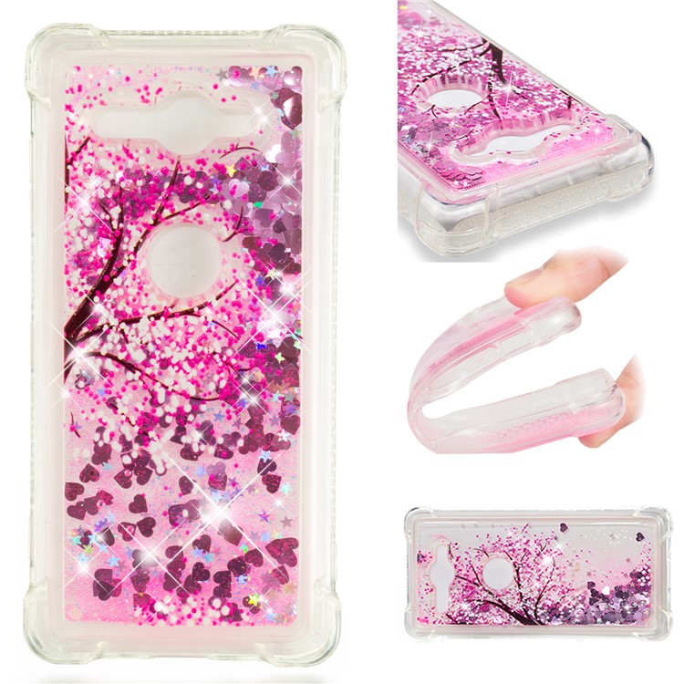 Patterned Liquid Glitter Powder Quicksand Shockproof TPU Back Cellphone Cover for Sony Xperia XZ2 Compact - Tree-1