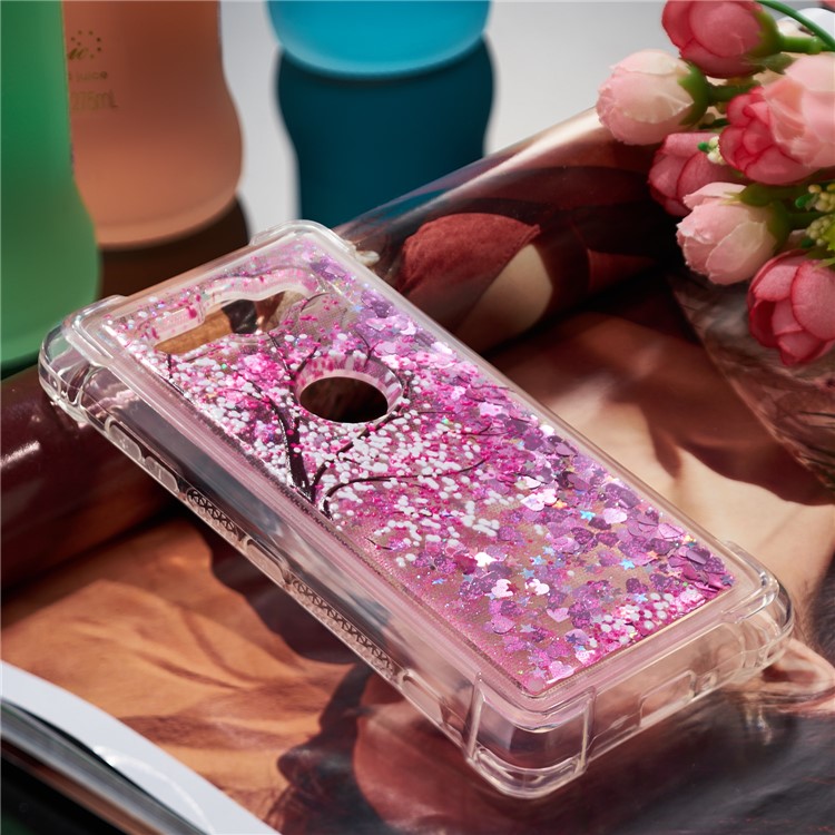 Patterned Liquid Glitter Powder Quicksand Shockproof TPU Back Cellphone Cover for Sony Xperia XZ2 Compact - Tree-3