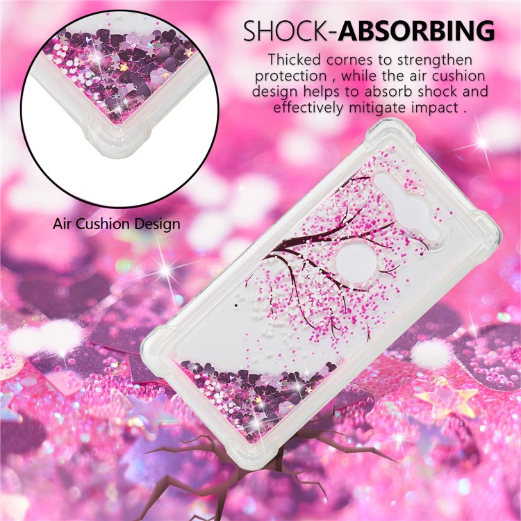 Patterned Liquid Glitter Powder Quicksand Shockproof TPU Back Cellphone Cover for Sony Xperia XZ2 Compact - Tree-4