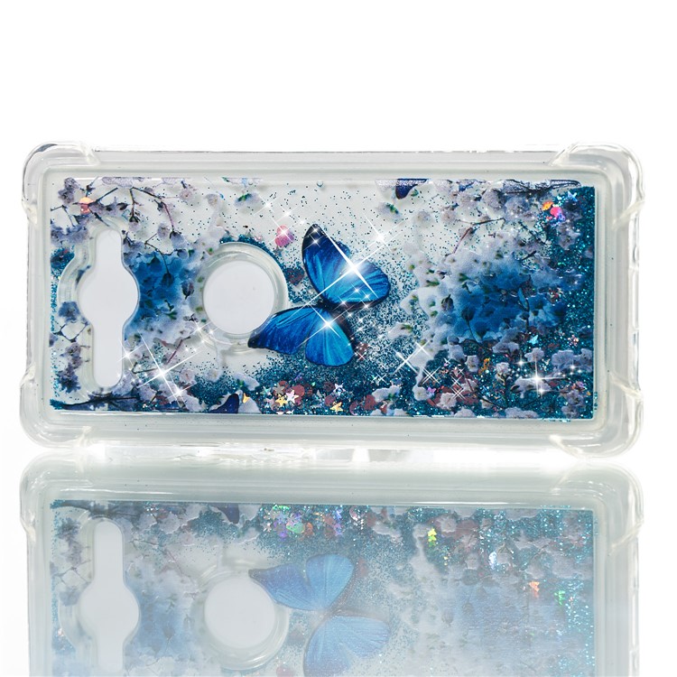 Patterned Liquid Glitter Powder Quicksand Shockproof TPU Back Cellphone Accessory Shell for Sony Xperia XZ2 Compact - Butterfly-2