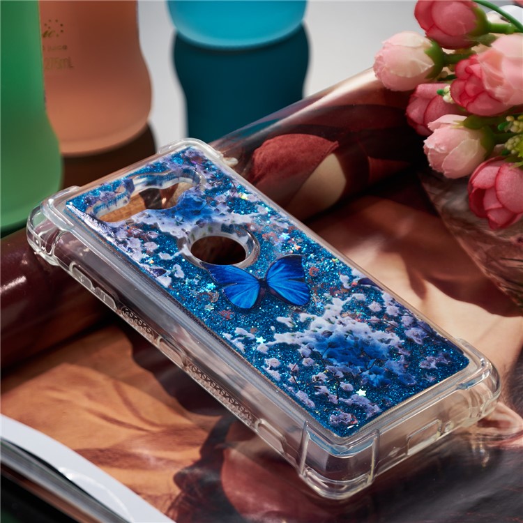 Patterned Liquid Glitter Powder Quicksand Shockproof TPU Back Cellphone Accessory Shell for Sony Xperia XZ2 Compact - Butterfly-3