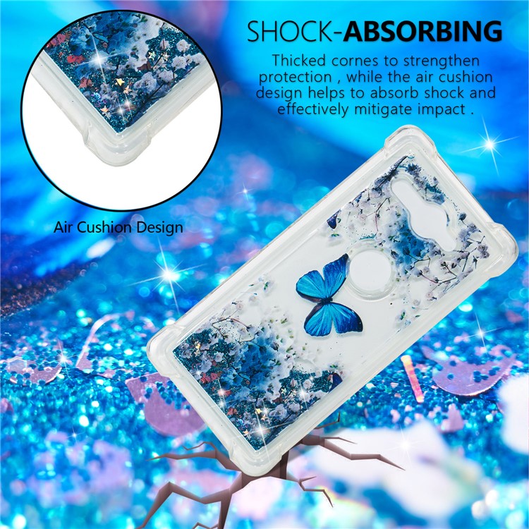 Patterned Liquid Glitter Powder Quicksand Shockproof TPU Back Cellphone Accessory Shell for Sony Xperia XZ2 Compact - Butterfly-4