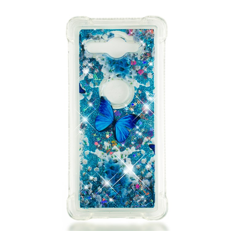 Patterned Liquid Glitter Powder Quicksand Shockproof TPU Back Cellphone Accessory Shell for Sony Xperia XZ2 Compact - Butterfly-5