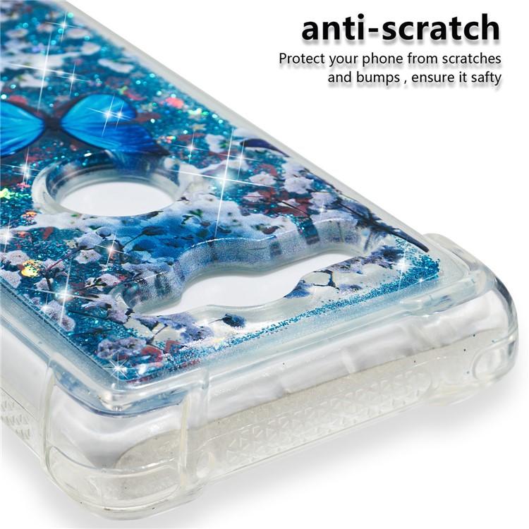 Patterned Liquid Glitter Powder Quicksand Shockproof TPU Back Cellphone Accessory Shell for Sony Xperia XZ2 Compact - Butterfly-6