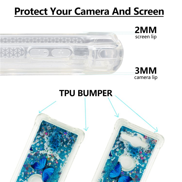 Patterned Liquid Glitter Powder Quicksand Shockproof TPU Back Cellphone Accessory Shell for Sony Xperia XZ2 Compact - Butterfly-8