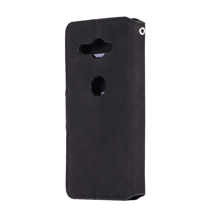Vintage Style Wallet PU Leather Stand Protective Mobile Phone Case for Sony Xperia XZ2 Compact - Black-3