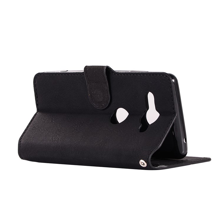 Vintage Style Wallet PU Leather Stand Protective Mobile Phone Case for Sony Xperia XZ2 Compact - Black-5