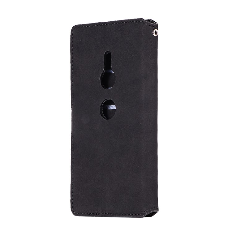 Vintage Style Wallet PU Leather Stand Protection Cover Accessory for Sony Xperia XZ2 - Black-3