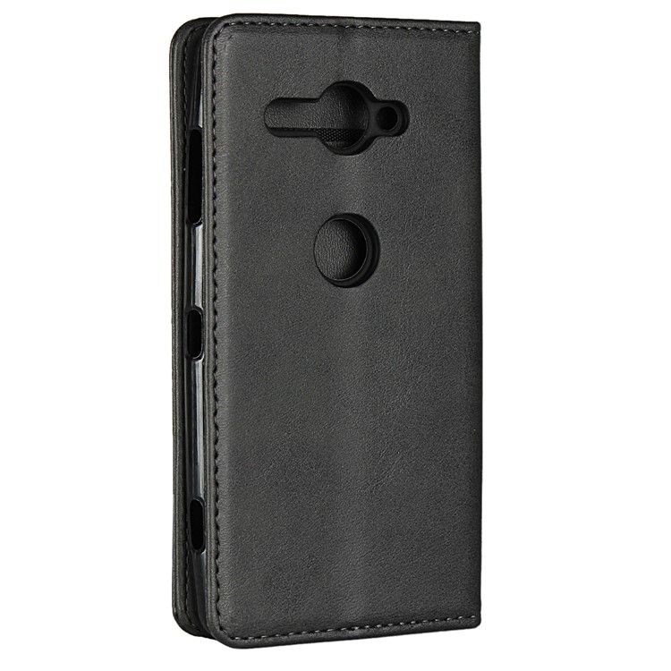 Auto-absorbed Leather Wallet Stand Mobile Case for Sony Xperia XZ2 Compact - Black-3
