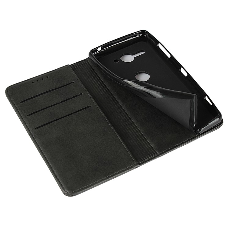 Auto-absorbed Leather Wallet Stand Mobile Case for Sony Xperia XZ2 Compact - Black-5