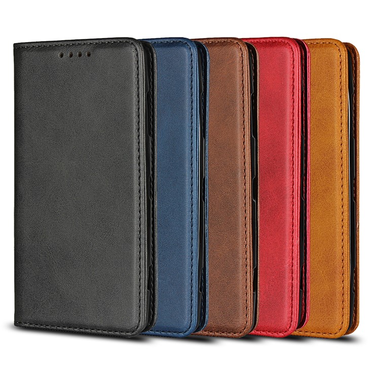 Auto-absorbed Leather Wallet Stand Mobile Case for Sony Xperia XZ2 Compact - Black-9