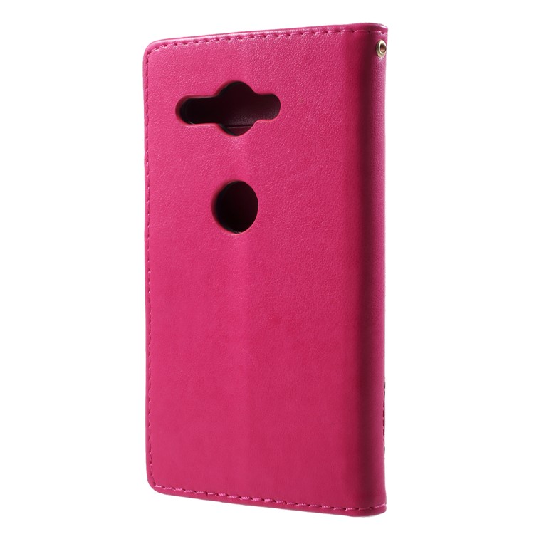 Imprint Butterfly Heart Leather Wallet Case for Sony Xperia XZ2 Compact - Rose-2