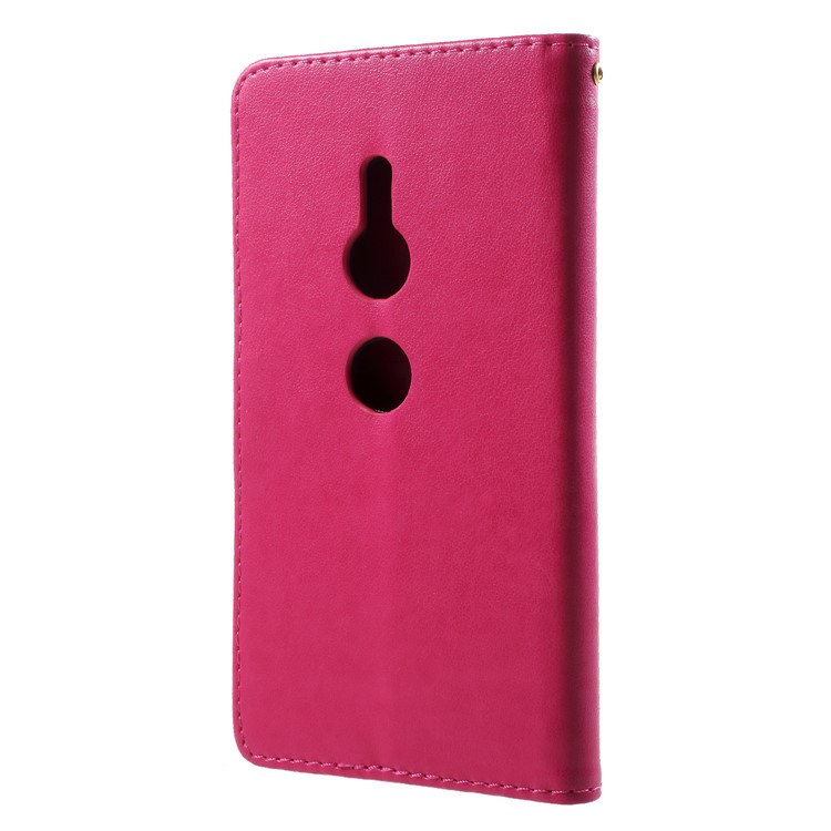 Imprint Butterfly Heart Leather Wallet Case for Sony Xperia XZ2 - Rose-2