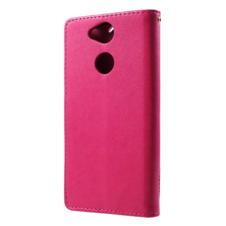 Imprint Butterfly Heart Leather Wallet Case for Sony Xperia XA2 - Rose-2