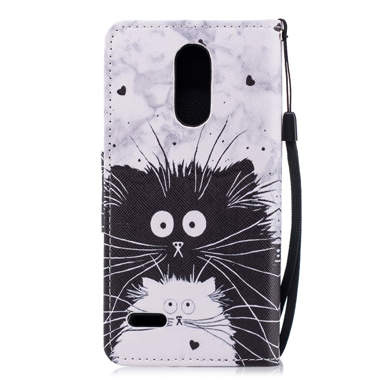 Pattern Printing PU Leather Wallet Phone Cover for LG K8 (2018) - Black and White Cats-2