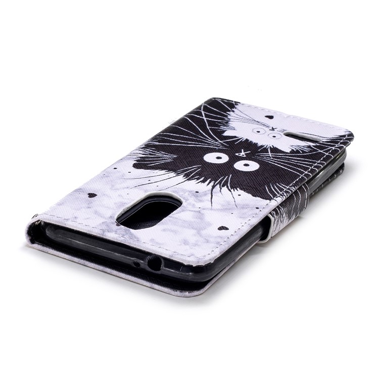 Pattern Printing PU Leather Wallet Phone Cover for LG K8 (2018) - Black and White Cats-4