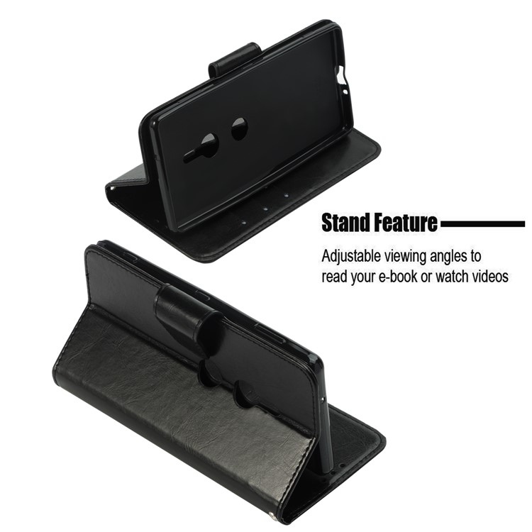 Vintage Oil Buffed Leather Stand Wallet Case for Sony Xperia XZ2 - Black-3