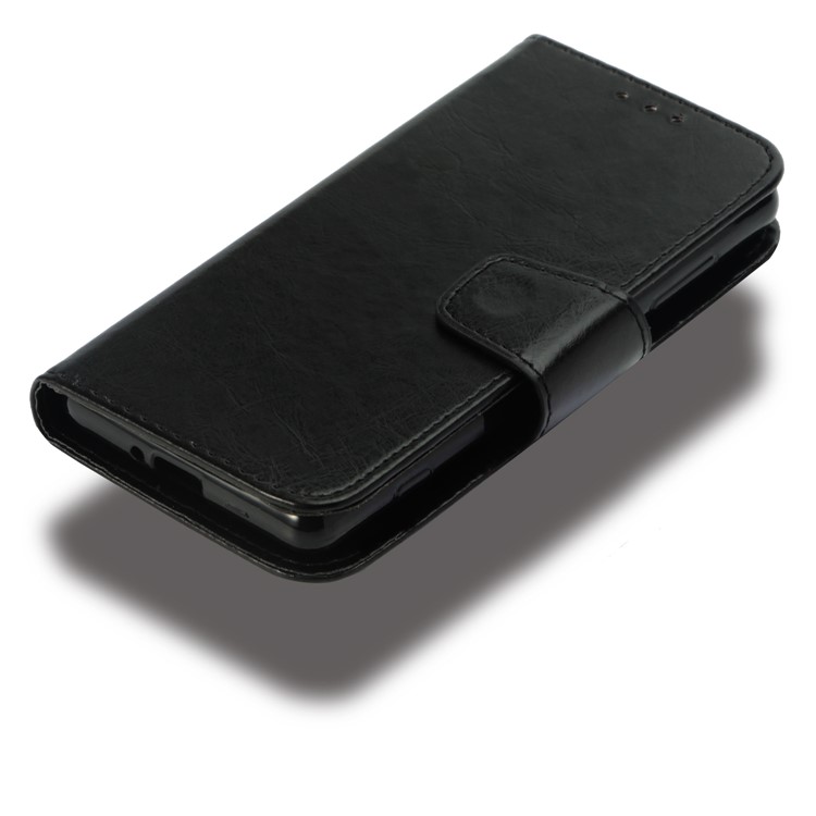 Vintage Oil Buffed Leather Wallet Case for Sony Xperia XZ2 Compact - Black-8