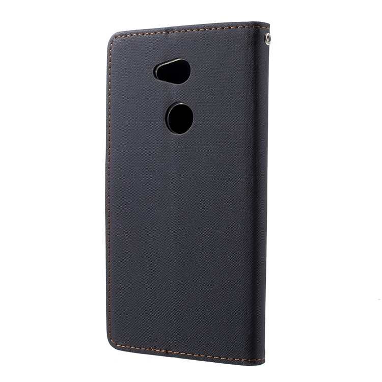 ROAR KOREA Twill Leather Wallet Stand Mobile Case for Sony Xperia L2 - Black-3