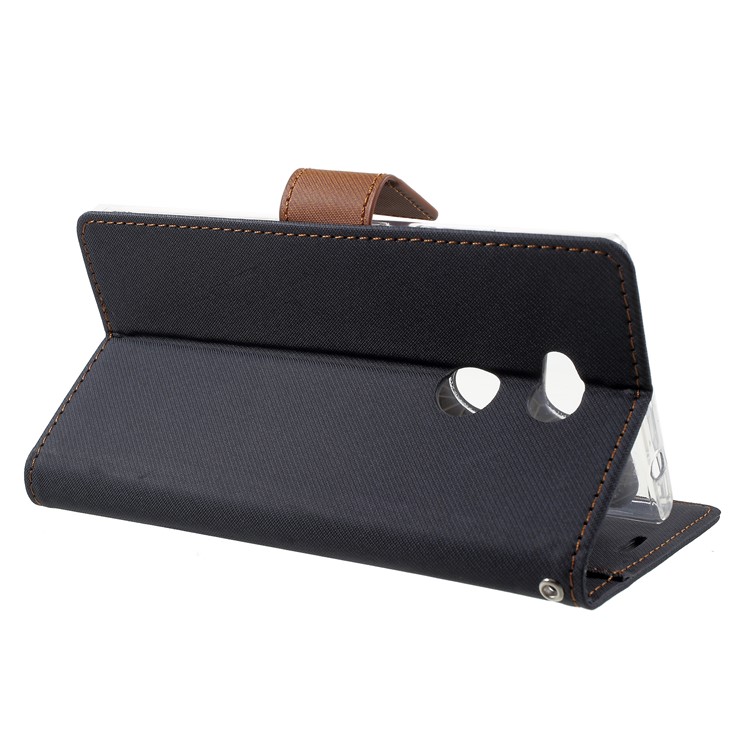 ROAR KOREA Twill Leather Wallet Stand Mobile Case for Sony Xperia L2 - Black-4