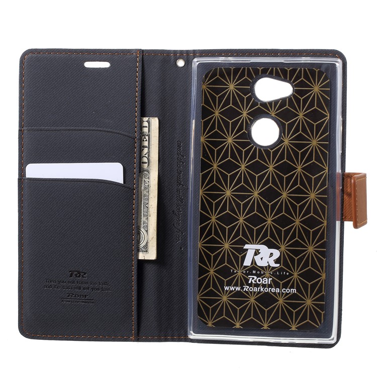 ROAR KOREA Twill Leather Wallet Stand Mobile Case for Sony Xperia L2 - Black-5