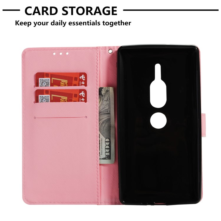 Pattern Printing Light Spot Decor Wallet Stand Leather Flip Protective Case for Sony Xperia XZ2 Premium - Shy Unicorns-6