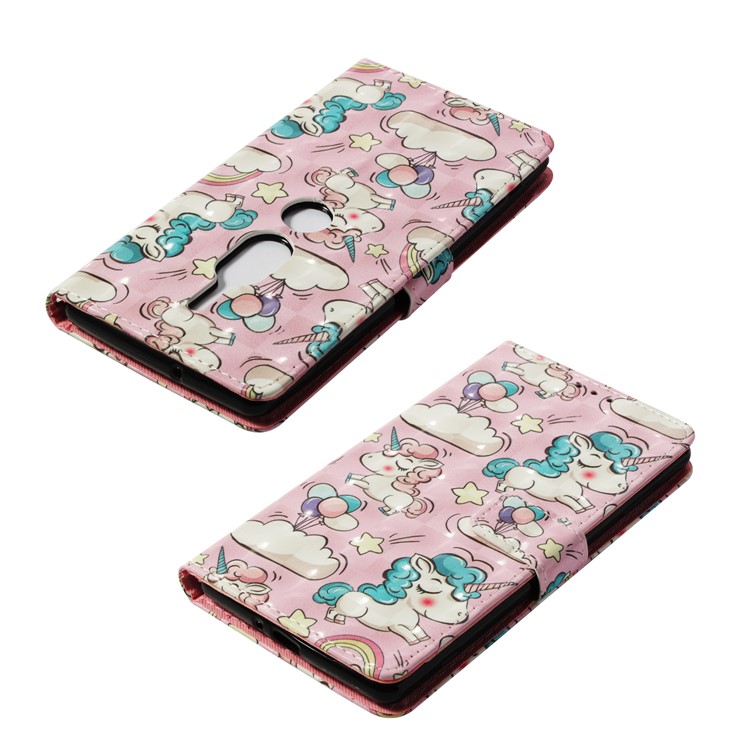 Pattern Printing Light Spot Decor Wallet Stand Leather Flip Protective Case for Sony Xperia XZ2 Premium - Shy Unicorns-8