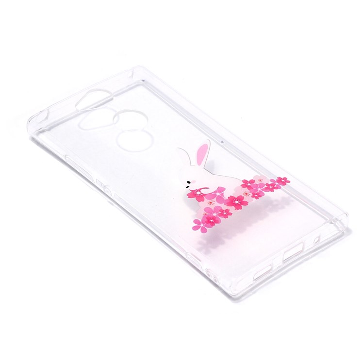Pattern Printing IMD TPU Mobile Phone Shell for Sony Xperia XA2 - Rabbit and Flower-3