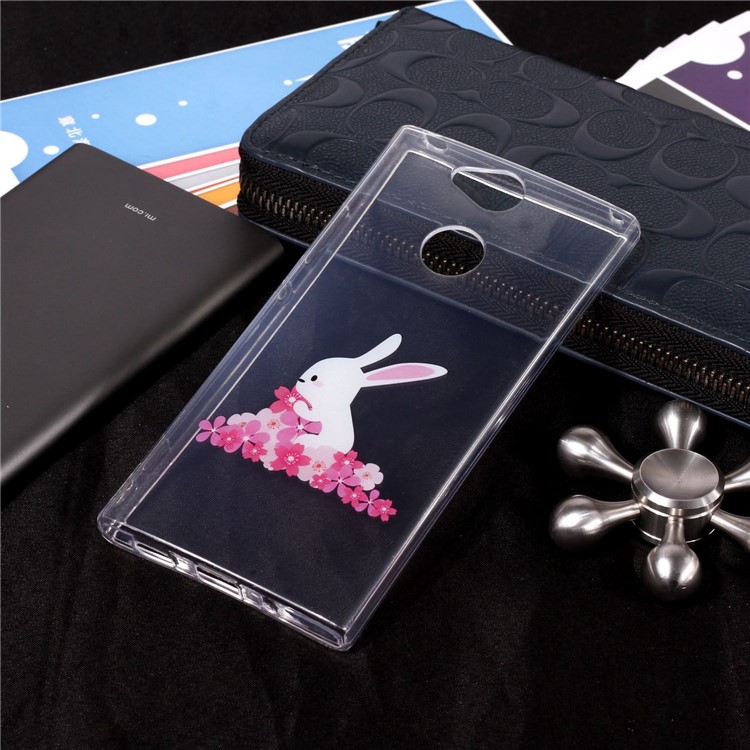 Pattern Printing IMD TPU Mobile Phone Shell for Sony Xperia XA2 - Rabbit and Flower-5