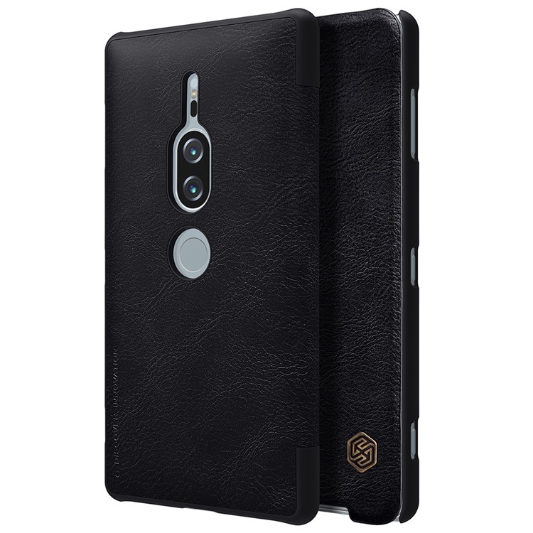 NILLKIN Qin Series Card Holder Leather Phone Casing for Sony Xperia XZ2 Premium - Black-1
