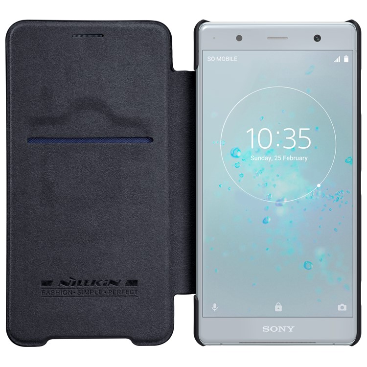 NILLKIN Qin Series Card Holder Leather Phone Casing for Sony Xperia XZ2 Premium - Black-6