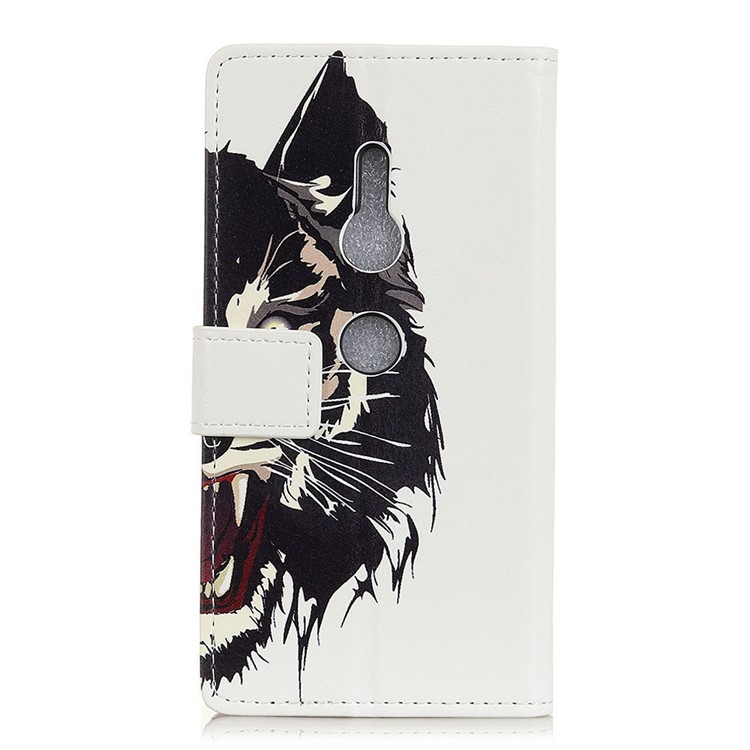 Patterned Leather Wallet Mobile Shell for Sony Xperia XZ3 - Fierce Tiger-3