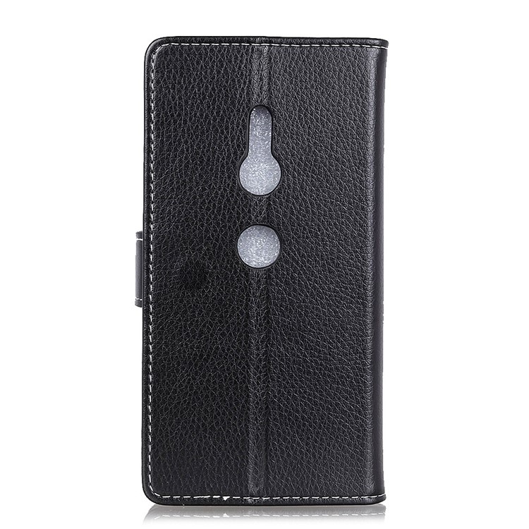 Litchi Skin Wallet Leather Stand Case for Sony Xperia XZ3 - Black-3