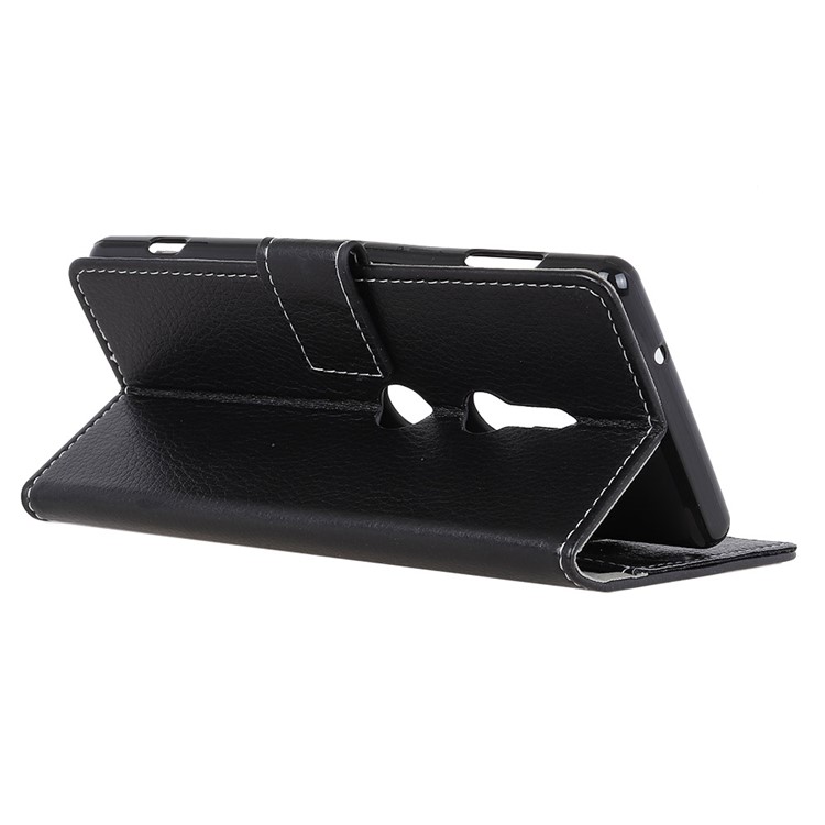 Litchi Skin Wallet Leather Stand Case for Sony Xperia XZ3 - Black-5
