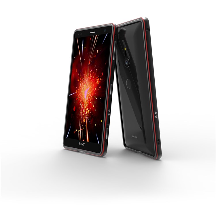 For Sony Xperia XZ2 Premium Screw Lock Plated Aluminium Alloy Bumper Case - Black/Red-3